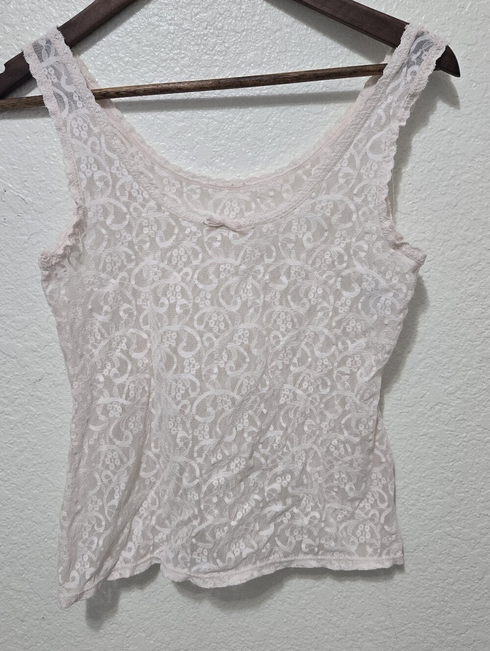Vintage Maidenform lace pink tank top